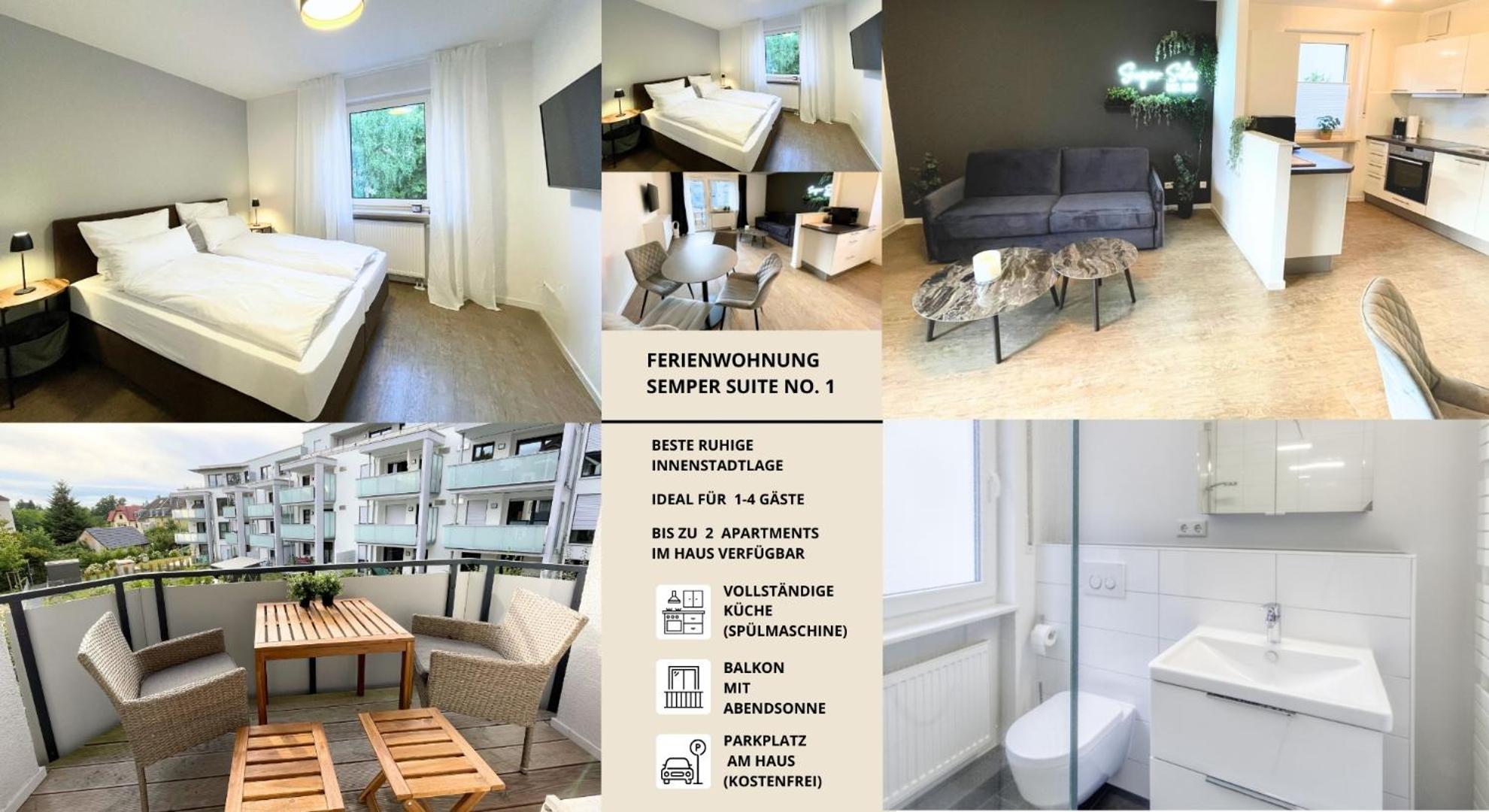 Semper Suite No1 - 2Zi Fewo 1-4 Pers, Balkon, Parkplatz, Hofgartennaehe ไบรอยท์ ภายนอก รูปภาพ